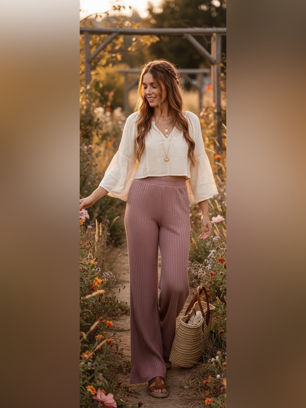 Ribbed Wide Leg Knit Pants